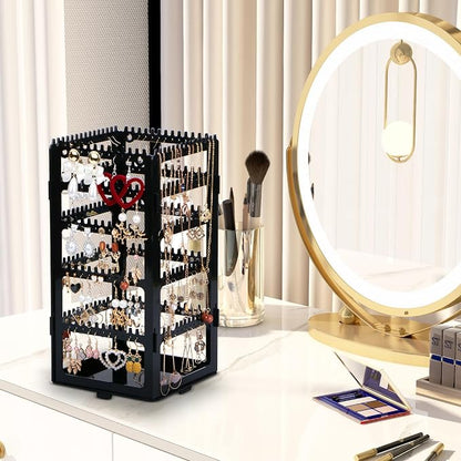 17Dec 360 Rotating Earring Holder Organizer Stand, 5 Tiers Acrylic Jewelry - Image 8