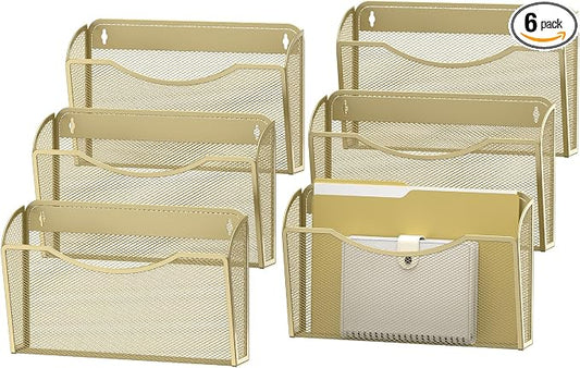 MINDEPOT Wall File Organizer, Hanging Wall File Holder, 6 Pack, Metal Mesh Wall by MINDEPOT