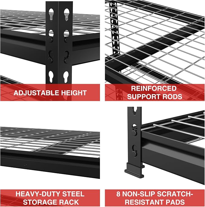 WORKPRO 5-Tier Metal Shelving Unit, 48”W x 24”D x 72”H, Heavy Duty Adjustable - Image 5