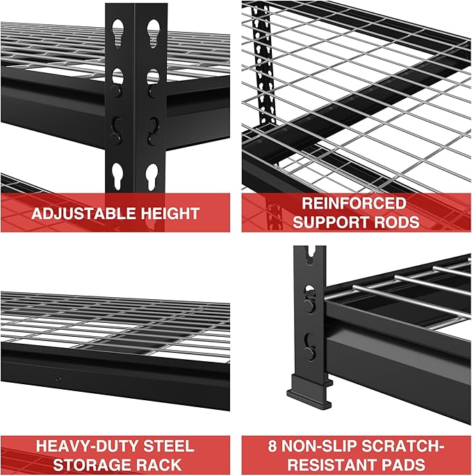 WORKPRO 5-Tier Metal Shelving Unit, 48”W x 24”D x 72”H, Heavy Duty Adjustable - Image 6