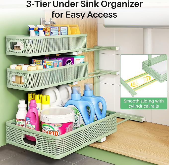 Kitstorack Under Sink Organizer, Slide out Storage Drawer Rack - Image 5