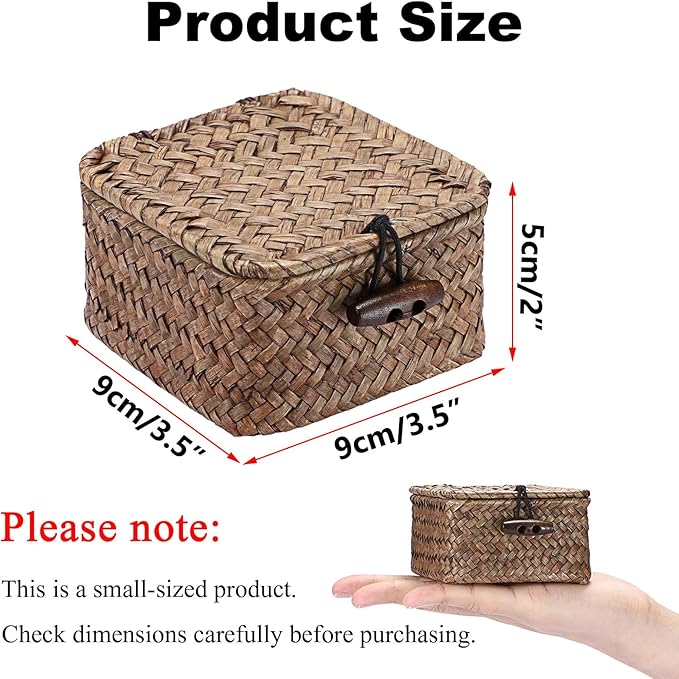 Hipiwe Mini Seagrass Basket Wicker Shelf Baskets - Image 2