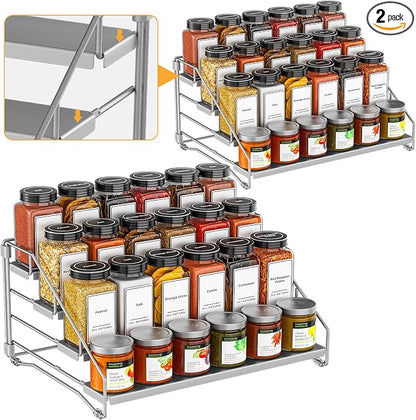 4 Tier Spice Rack Organizer for Cabinet, Spice Rack Organizer, Depth Adjustable by BOIVSHI