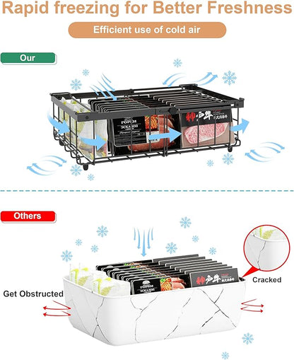 UMDONX 4 Pack Expandable Freezer Organizer Bins Large Freezer organizer Bins - Image 8