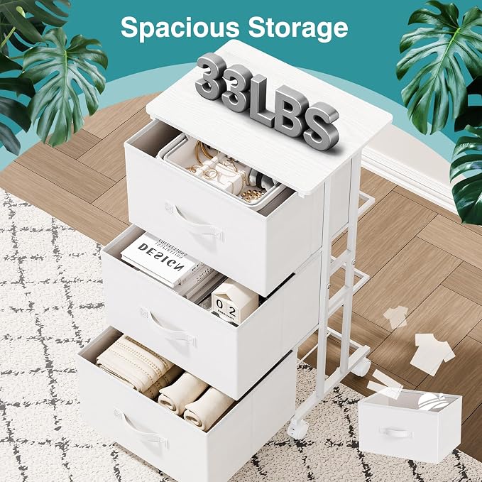 OLIXIS Dresser Storage with 3 Drawers, Fabric Dresser Tower - Image 6