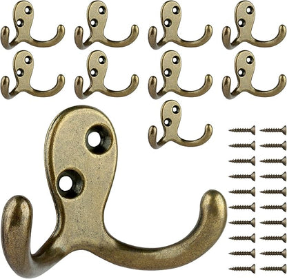 IBosins 10 Pack Heavy Duty Double Prong Coat Hooks Wall Mounted by IBosins