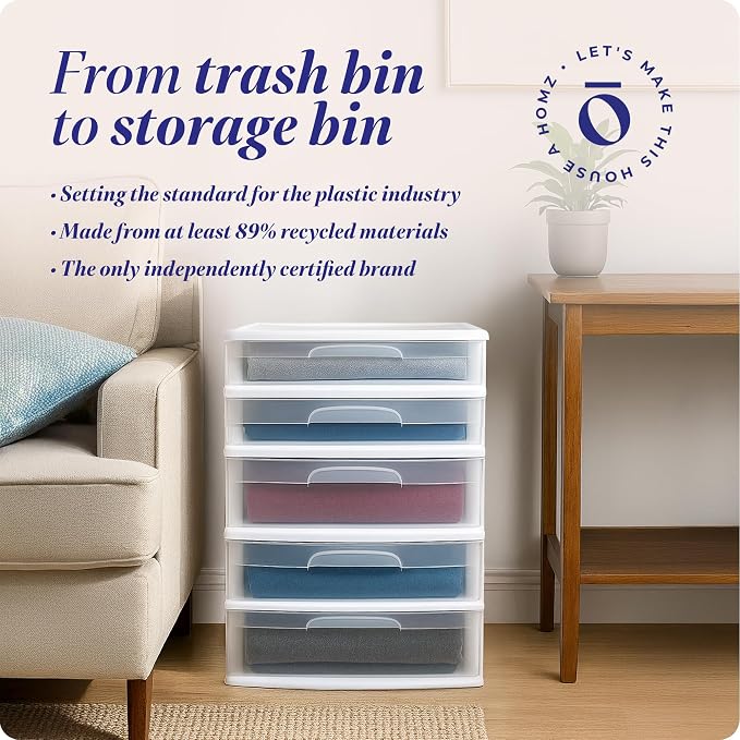HOMZ Plastic 5 Wide Storage Tower, Home Office, and Dorm Rooms - Image 8