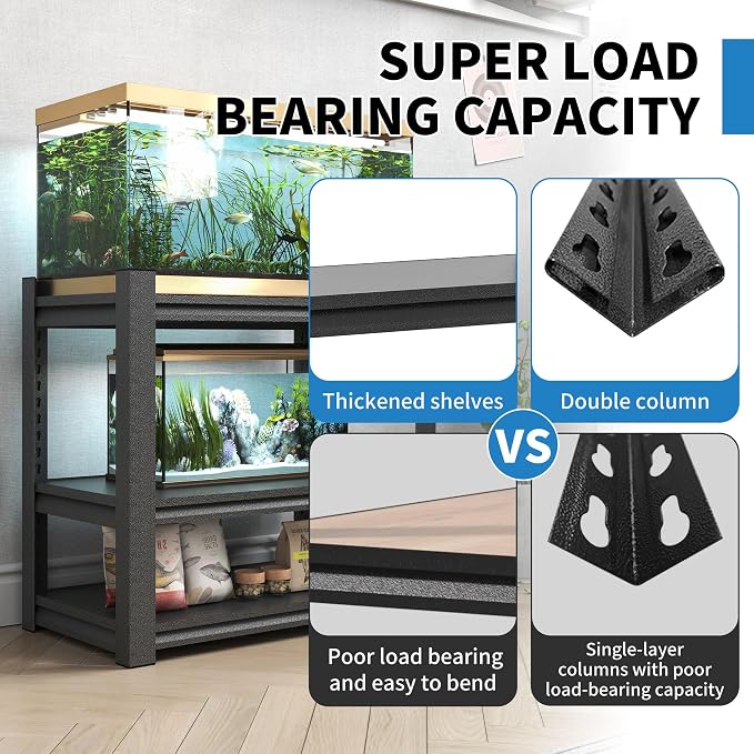 3-Tier Metal Shelf, Small Storage Shelves Heavy Duty Garage Shelving - Image 5