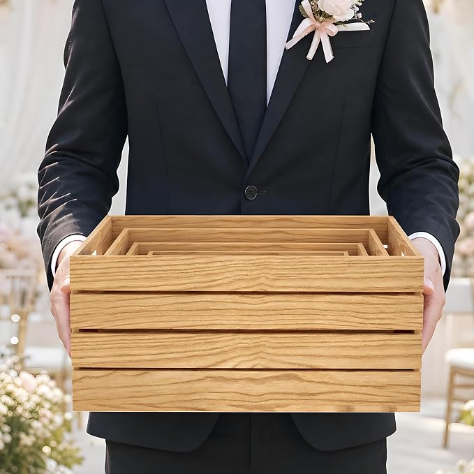 5 Pcs Wooden Crates for Display, Nesting Wood Crate for Storage, 5 Size | - Image 8