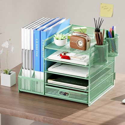 Marbrasse Desk Organizer with File Holder, 5-Tier Paper Letter Tray Organizer - Image 3