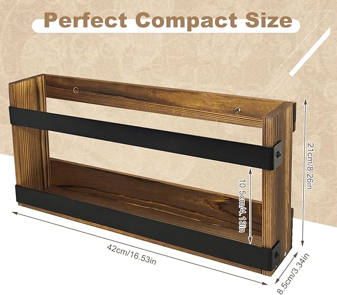Wood Magazine Holders Wall & Bathroom Magazine Rack, Pine Wood + Black Metal - Image 4