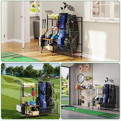 Golf Rack with Golf Bag Storage, Large Golf Bag Organizer - Image 3