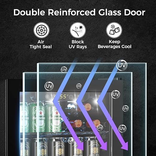 COWSAR 2.65 Cu.ft Wine Fridge, ETL Approved Beverage Refrigerator 95 Can Quiet - Image 5