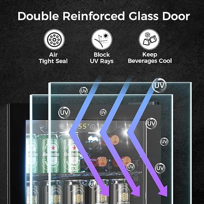 COWSAR 2.65 Cu.ft Wine Fridge, ETL Approved Beverage Refrigerator 95 Can Quiet - Image 5
