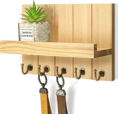 Rebee Vision Pine Wood Key Holder Wall Mount by REBEEVISION