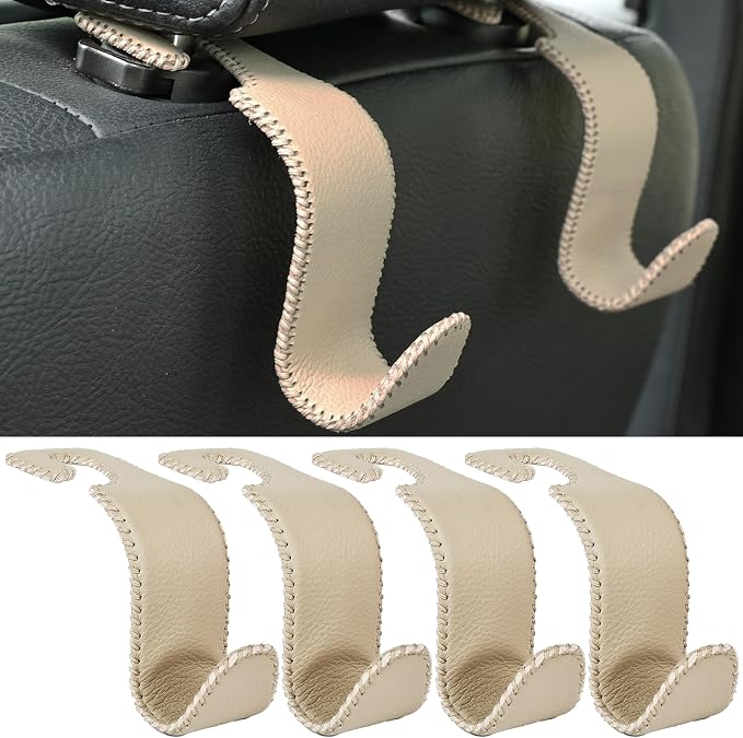 Amooca Car Seat Headrest Hook 4 Pack Metal Core Hanger Universal Car Storage by Amooca