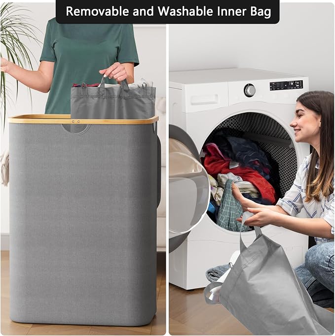 SpaceAid Double Laundry Hamper 2 Section - Image 4