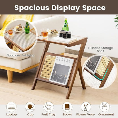 GOFLAME Rattan Side Table, Z-Shaped End Table - Image 4
