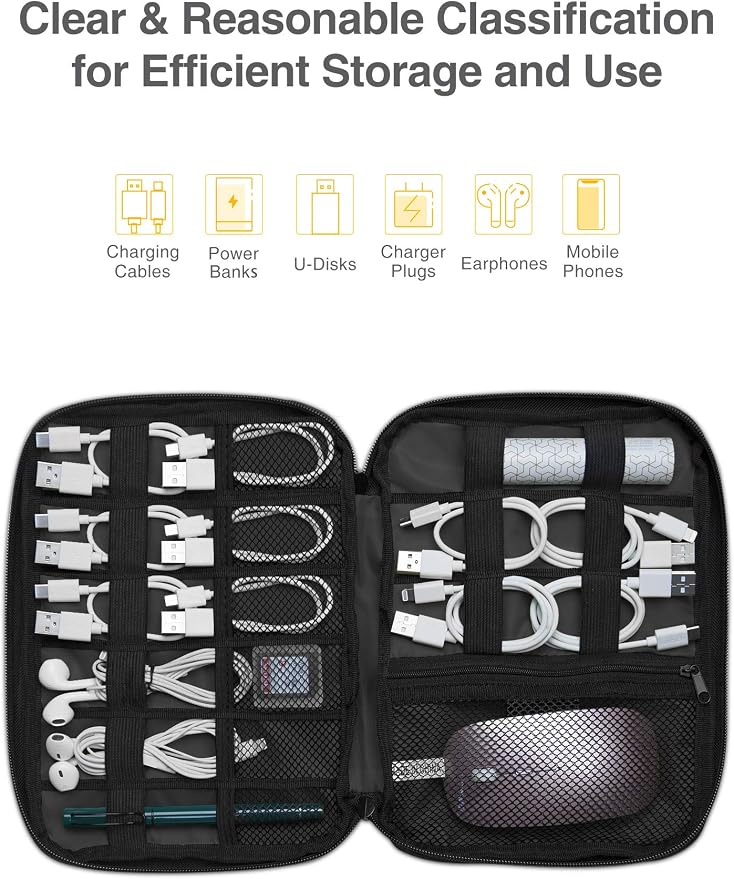 Luxtude Cord Organizer Travel, Flat Cable Organizer Bag, Portable Electronics - Image 3
