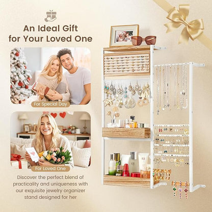 Pinzoveco Hanging Jewelry Organizer Wall Mounted, Large Hanging Jewelry - Image 6