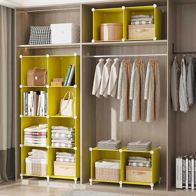 AWTATOS Cube Storage Organizer, 8 Cube Closet Organizers Stackable, DIY Plastic - Image 2