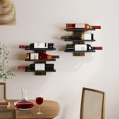 Hoctieon 3 Tier Wall Mount Wine Rack Set, Wall Mounted Wine Bottle Rack - Image 5