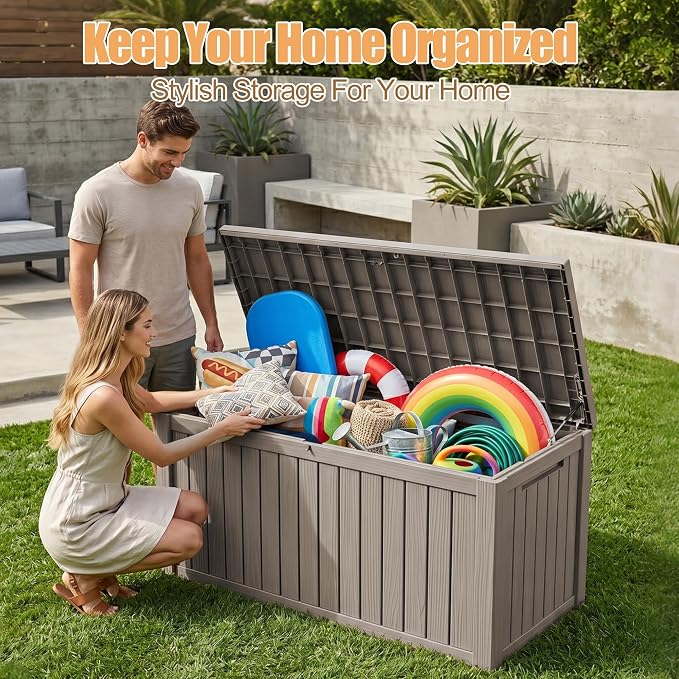 230 Gallon Outdoor Storage Box, Large Resin Deck Box, Waterproof Lockable - Image 7