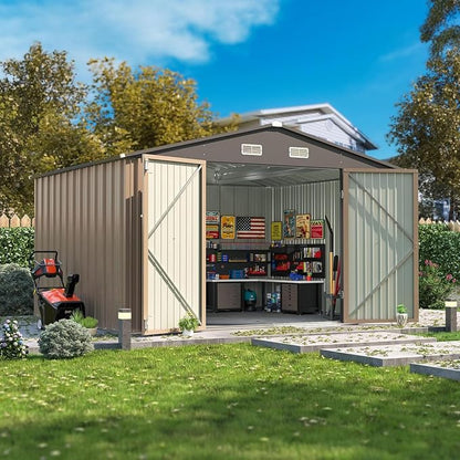 Patiowell 10x8 FT Outdoor Storage Shed, Large Metal Tool Garden Sheds by Patiowell