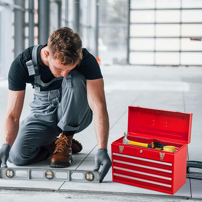 Metal Tool Box with 4 Drawers Portable Steel Tool Chest with Metal Cylinder - Image 7