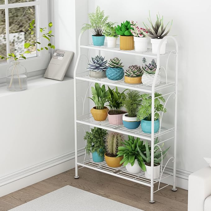 SORCEDAS Plant Stand Indoor Outdoor Plant Shelf 4 Tier Metal Corner Flower - Image 3