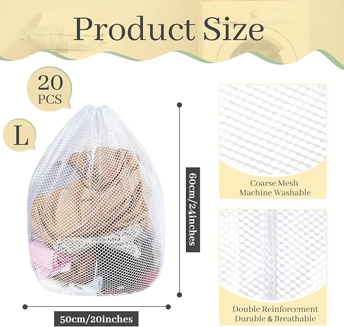20 Pcs Mesh Laundry Bags Bulk - Image 2