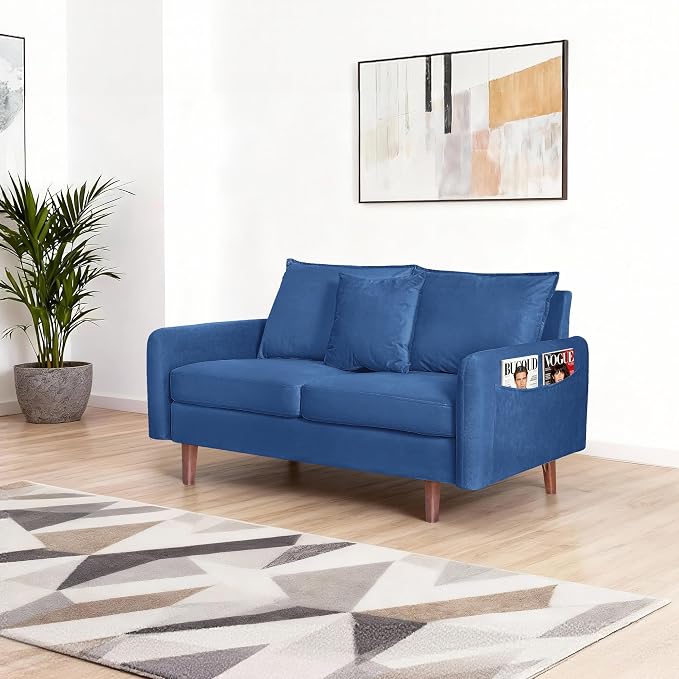 56.1" Round armrest Velvet Loveseat Sofa, mid-Century Modern Style, Luxurious - Image 7
