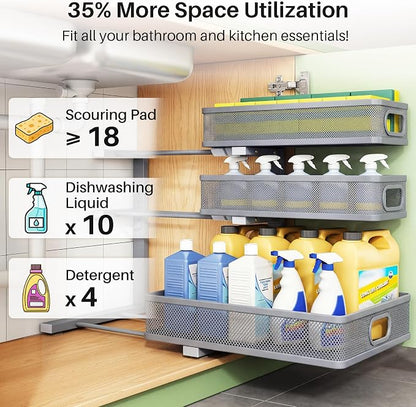 Kitstorack Under Sink Organizer, Slide out Storage Drawer Rack - Image 4