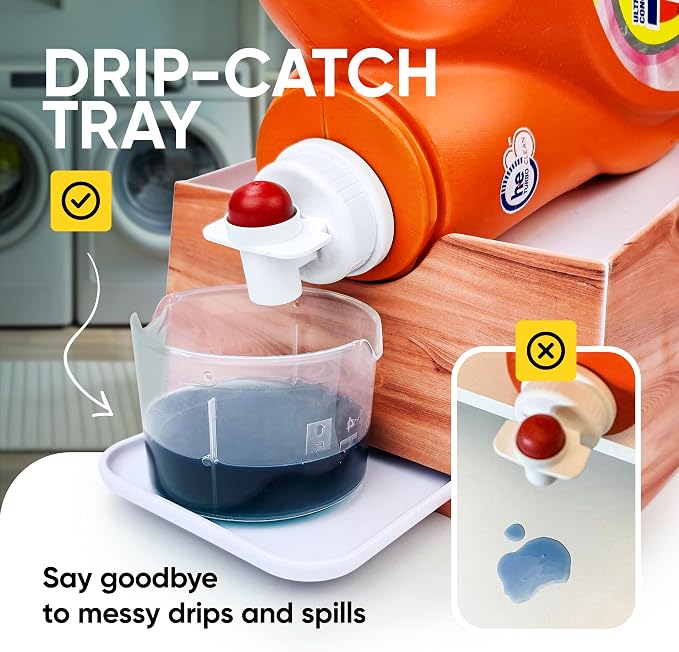 Skywin TidyFriend No-Spill Wood Liquid Laundry Detergent Dispenser Holder - Image 4