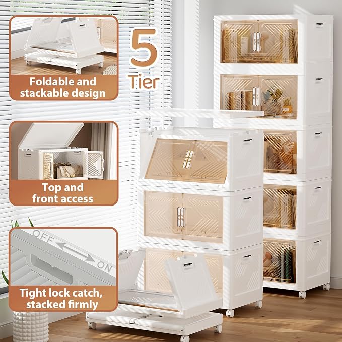 Storage Bins with Lid 76QT, Stackable Storage Containers with Wheels and - Image 6