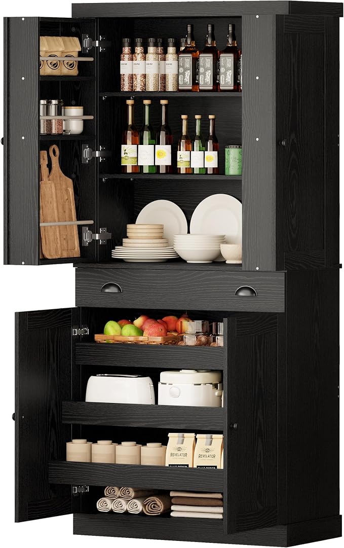 IRONCK Kitchen Pantry Cabinet 72" Height, Freestanding Cupboard by IRONCK