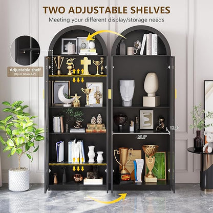 Arch Display Cabinet with Doors and Adjustable Shelves, 6 Tier Display Case - Image 5