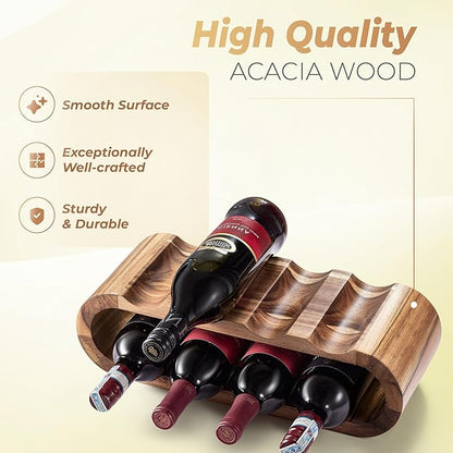 BLUEWEST Wooden Countertop Wine Rack – 8-Bottle Acacia Wine Holder Stand – - Image 3
