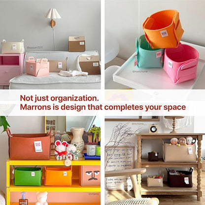 Collapsible Felt APRICOT Storage Bin Small 7.1"x5.1"x5.1" – Foldable Basket - Image 4