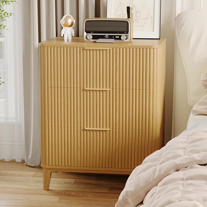 3 Drawer Fluted Dresser for Bedroom, Modern Closet Dressers Chest of Drawers - Image 6