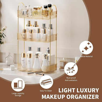 3 Tier Bathroom Organizer Countertop Makeup Perfume Tray Skincare Organizer - Image 3