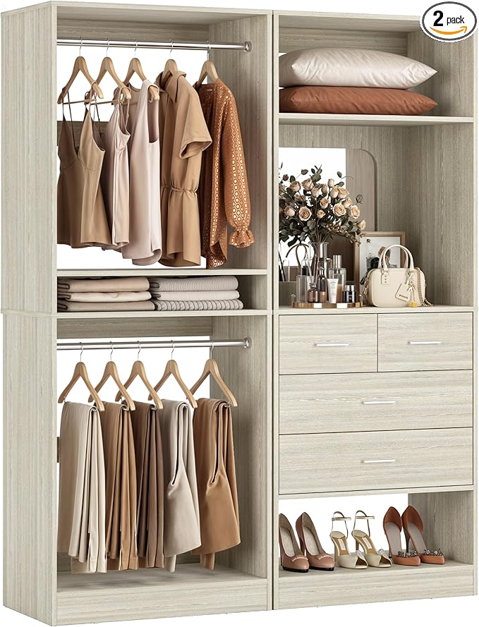Unikito 50” Closet System with 4 Drawers, 4.2FT Wood Closet Organizer with by Unikito