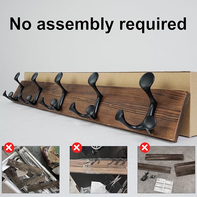 SKOLOO 30-Inch Wood Coat Rack Wall Mount - Image 4
