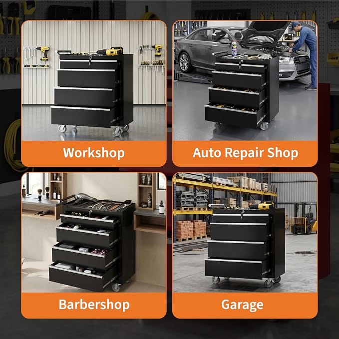 Garvee Rolling Tool Chest, 4 Drawers Tool Storage Cabinet, Toolbox - Image 6