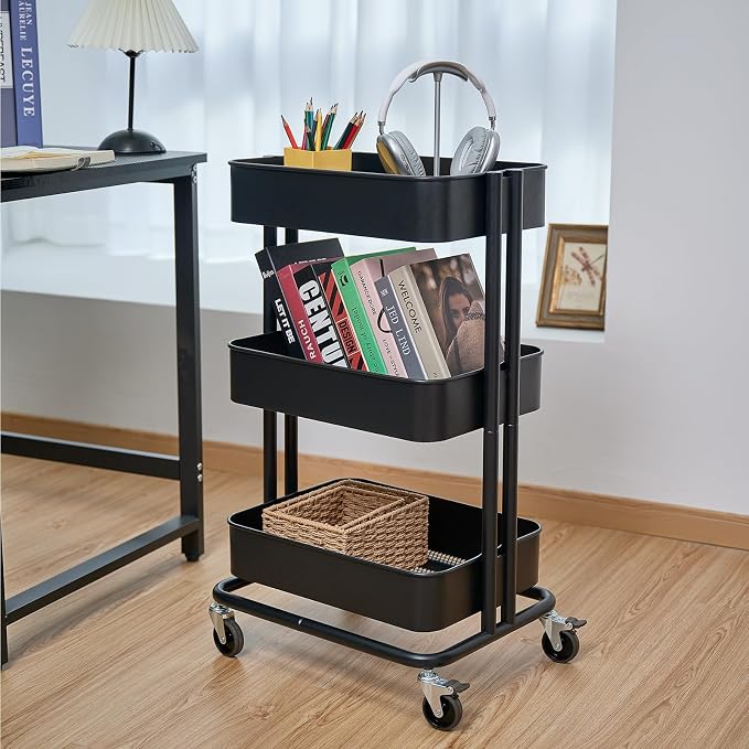 3 Tier Rolling Cart Metal Heavy Duty Utility Cart - Image 9