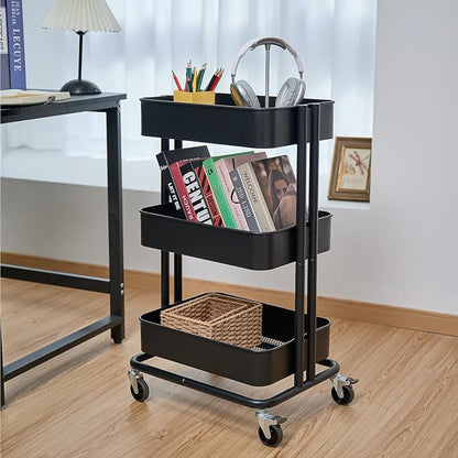 3 Tier Rolling Cart Metal Heavy Duty Utility Cart - Image 9