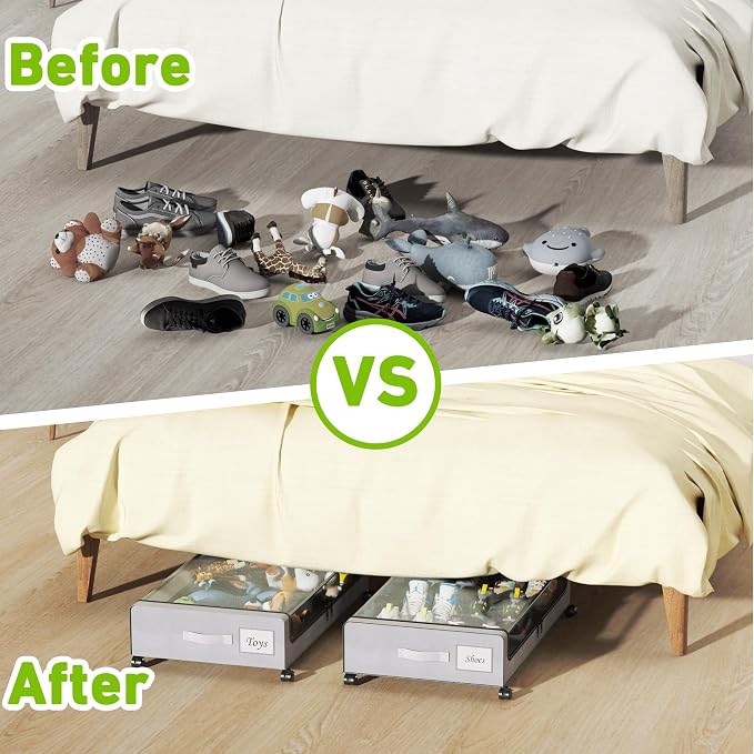 Tututry Under Bed Storage with Wheels, XXL 60L Under the Bed Storage Bins - Image 6