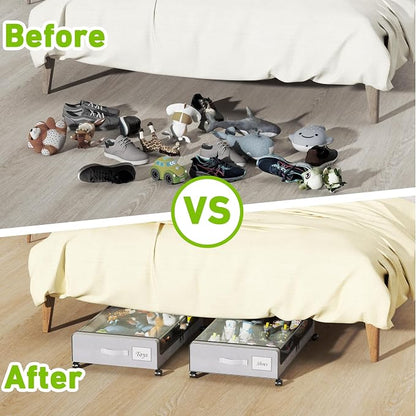 Tututry Under Bed Storage with Wheels, XXL 60L Under the Bed Storage Bins - Image 6