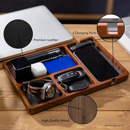 Shinpuru Wooden Valet Tray for Men, Nightstand Organizer - Image 2