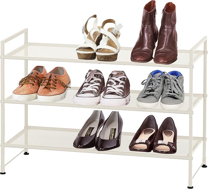 Simple Houseware 3-Tier Stackable Mesh Shoe Rack - Image 3